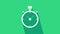 White Stopwatch icon isolated on green background. Time timer sign. Chronometer sign. 4K Video motion graphic animation