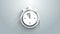 White Stopwatch icon isolated on grey background. Time timer sign. Chronometer sign. 4K Video motion graphic animation