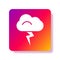 White Storm icon isolated on white background. Cloud and lightning sign. Weather icon of storm. Square color button