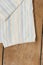 White striped kitchen napkin rustic wooden kitchen table top vie