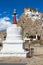 White stupa in Tiksey monastery. Ladakh, India.