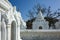 White stupas of Kuthodaw Pagoda contain worlds biggest book. Total of 729 kyauksa gu or stone-inscription caves