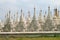 White stupas in Kuthodaw temple in Mandalay