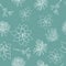 White Succulent Line Shapes on Petrol Background Seamless Repeat Pattern