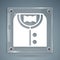 White Suit icon isolated on grey background. Tuxedo. Wedding suits with necktie. Square glass panels. Vector