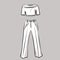 White summer fashionable suit. Top, blouse and trousers. Part of a basic wardrobe set. Clothing store, fashion. Isolated vector