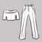 White summer fashionable suit. Top, blouse and trousers. Part of a basic wardrobe set. Clothing store, fashion. Isolated vector