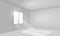 White sunlit empty room template.