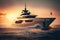 White superyacht at sea. Generative AI