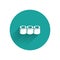 White Sushi icon isolated with long shadow. Traditional Japanese food. Green circle button. Vector