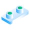 White sushi roll on stand icon, isometric style