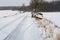 White SUV crashed in a country road kerbside