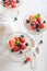 White and sweet Panna Cotta made of milk and berries