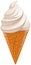 White sweet vanilla ice cream waffle cone isolated