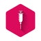 White Syringe icon isolated with long shadow. Syringe for vaccine, vaccination, injection, flu shot. Medical equipment