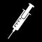 White Syringe icon isolated. Simple Vaccine Sign. Injection Symbol