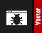 White System bug concept icon isolated on black background. Code bug concept. Bug in the system. Bug searching. Vector