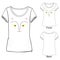 White t shirt with fashion print with Vector illustration of cute embroidery of black and pink toy cat fox