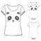 White t shirt with fashion print with Vector illustration of cute embroidery of black and pink toy panda