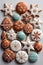 A white table topped with lots of decorated cookies