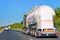 White Tanker storage truck on asphalt highway Poland