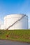 White tanks for petrol and oil in tank farm