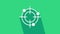 White Target sport for shooting competition icon isolated on green background. Clean target with numbers for shooting