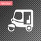 White Taxi tuk tuk icon isolated on transparent background. Indian auto rickshaw concept. Delhi auto. Vector