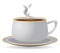 White teacup and sauser with hot tea and smoke clip art.