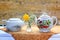 White Teapots and Flowers
