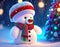 White Teddybear Snowman in Winter AI art