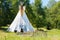 White teepee indian tent and wooden skeleton made for indian saunain.