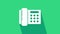 White Telephone icon isolated on green background. Landline phone. 4K Video motion graphic animation