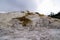 White terraces with brown terraces at Mammoth Hot Springs in Yellowstone National Park