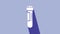 White Test tube or flask with blood icon isolated on purple background. Laboratory, chemical, scientific glassware sign