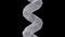 White textured spiral. Black background. Abstract animation, 3d render.