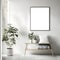 White-themed Interior Design with Realistic Poster Frame Mockup