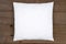 White Throw Pillow Mockup on Rustic Brown Wood