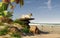 White Tiger on a Beach