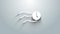 White Time flies on the clock icon isolated on grey background. 4K Video motion graphic animation