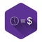 White Time is money icon isolated with long shadow. Money is time. Effective time management. Convert time to money