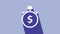 White Time is money icon isolated on purple background. Money is time. Effective time management. Convert time to money