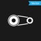 White Timing belt kit icon isolated on black background. Vector