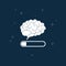 White tired brain on night blue background. Fatigue of brain concept. Low mind activity. Mental loading. Vector