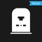 White Tombstone with RIP written on it icon isolated on black background. Grave icon. Vector Illustration