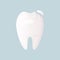 A white tooth with a chipped piece, a small chip and a crack. Protection of teeth and enamel. Daily oral hygiene. Urgent medical d