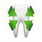 White tooth with four green arrows, stomatology icon