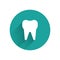 White Tooth icon isolated with long shadow. Tooth symbol for dentistry clinic or dentist medical center and toothpaste