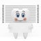 White Tooth Person Character Mascot with Identification Plate in front of Police Lineup or Mugshot Background. 3d Rendering