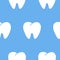 White tooth seamless pattern. Human tooth fang blue background for dental clinic corporate identity